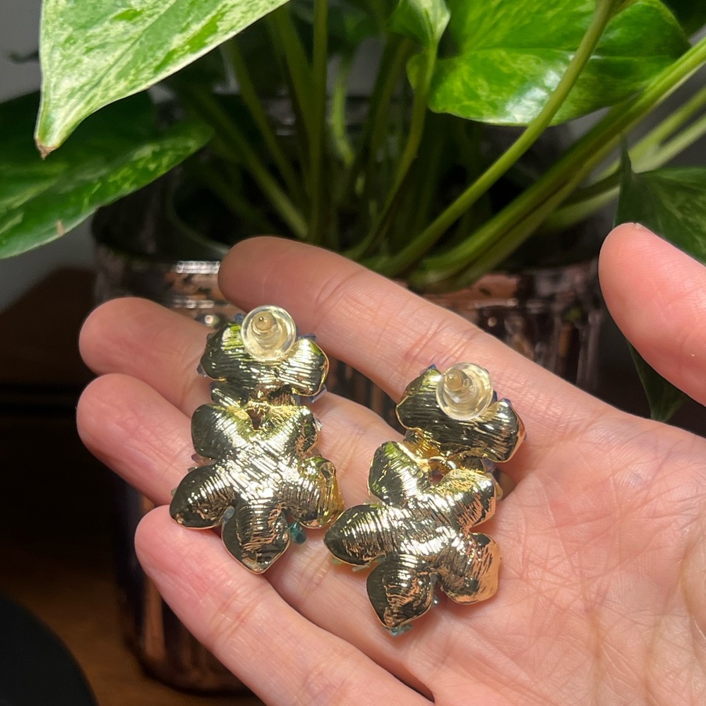 Colorful Floral Crystal Earrings - Picture 3 of 4